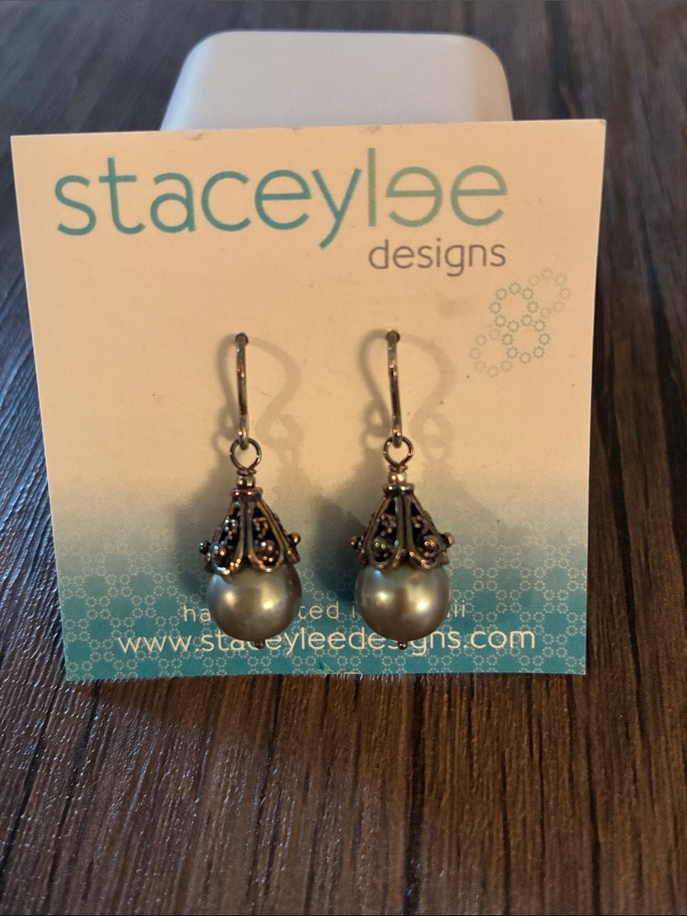 Silver-Tone Gray Freshwater Pearl Drop Earrings